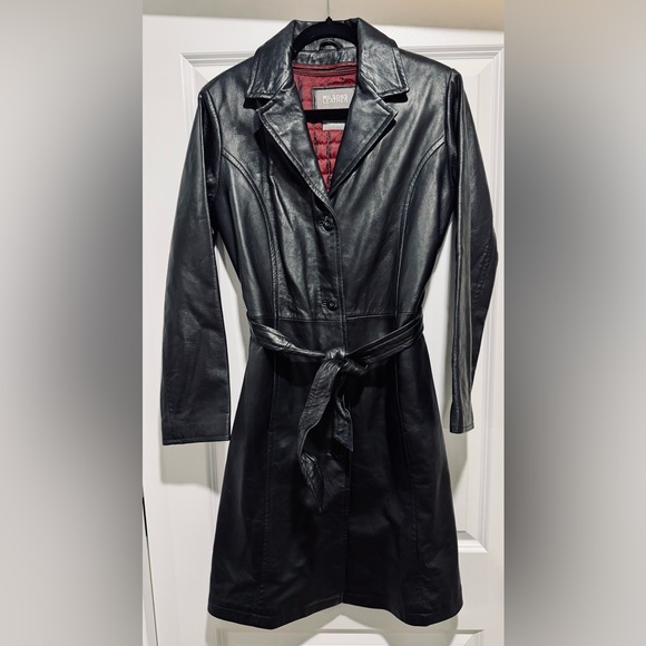 Vintage Wilson’s Leather Black Trench Coat with Removable Thinsulate Lining - Picture 1 of 6